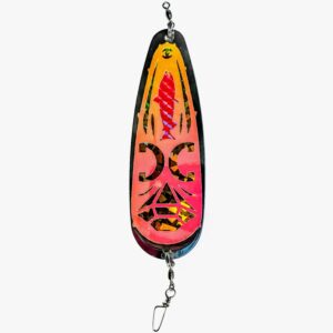 DC Diamonds RazorWing™ Sling Blade Dodger – Flamingo – Gold Holographic with Hot UV Pearl Pink and Gold Reflection High‑Flash Trolling Dodger